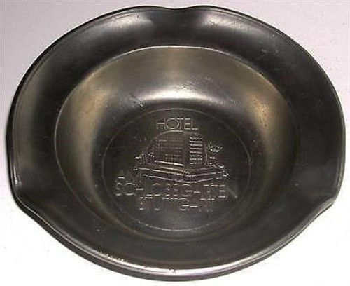 Ashtray metal pewter hotel - ashtray,