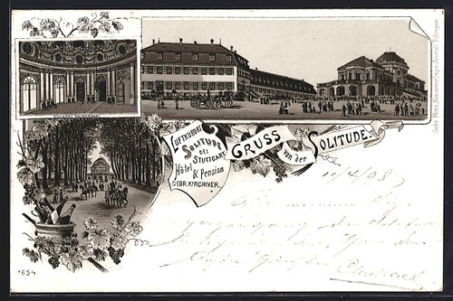 Lithograph stuttgart castle - lithograph, stuttgart,