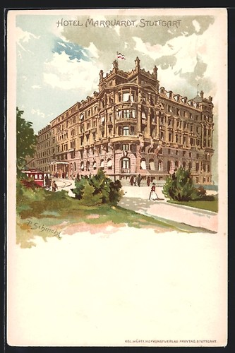 Lithograph stuttgart front - lithograph,