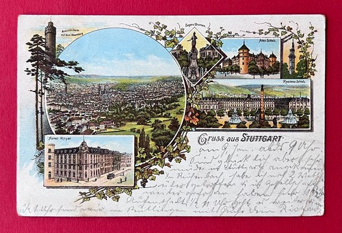 Litho postcard stuttgart 1899 - litho,