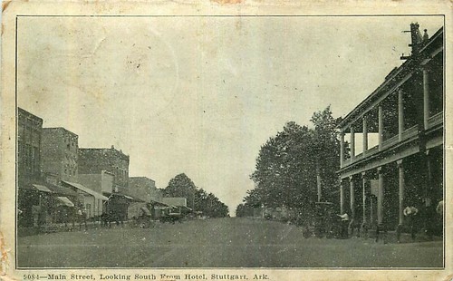 Postcard main street scene - street,