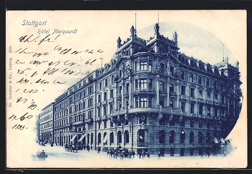 Postcard stuttgart passers - postcard, passers-by