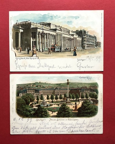 Litho postcard stuttgart - 2,