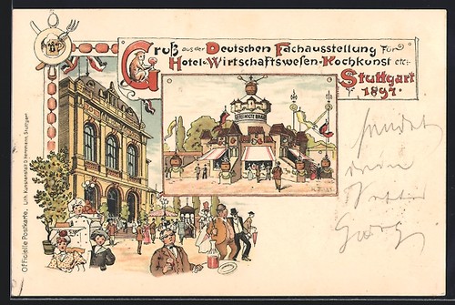 Lithograph stuttgart german - stuttgart,,