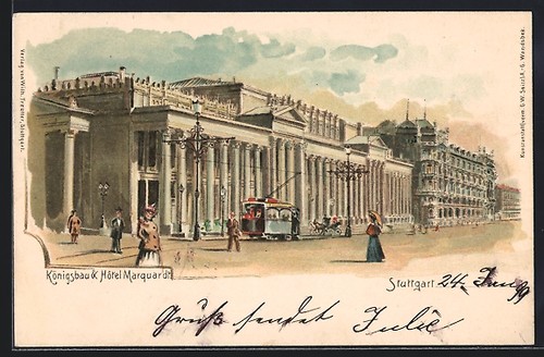 Lithograph stuttgart view of - lithograph, stuttgart,