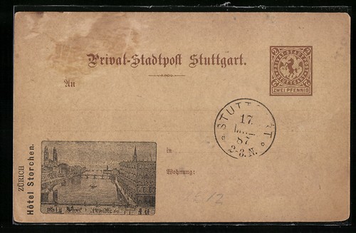 Lithograph stuttgart city - lithograph,