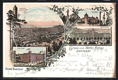 Lithograph stuttgart hotel - lithograph, stuttgart,